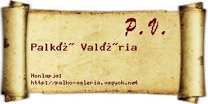 Palkó Valéria névjegykártya